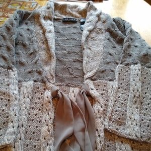 Women's AXCESS Tie Front Gray Cardigan Sweater